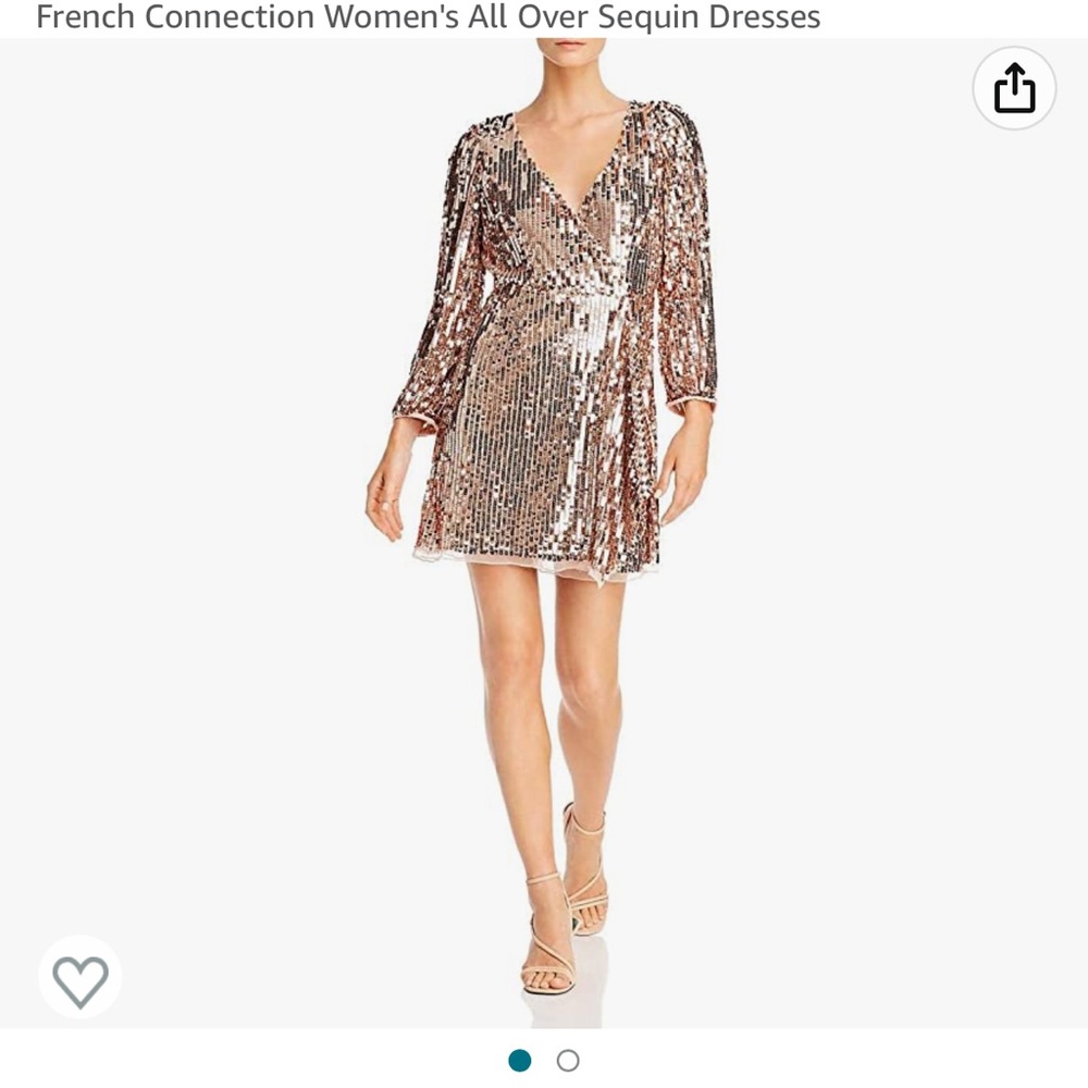 New Rose Gold French Connection Sequin Cocktail Dress - Picture 6 of 6
